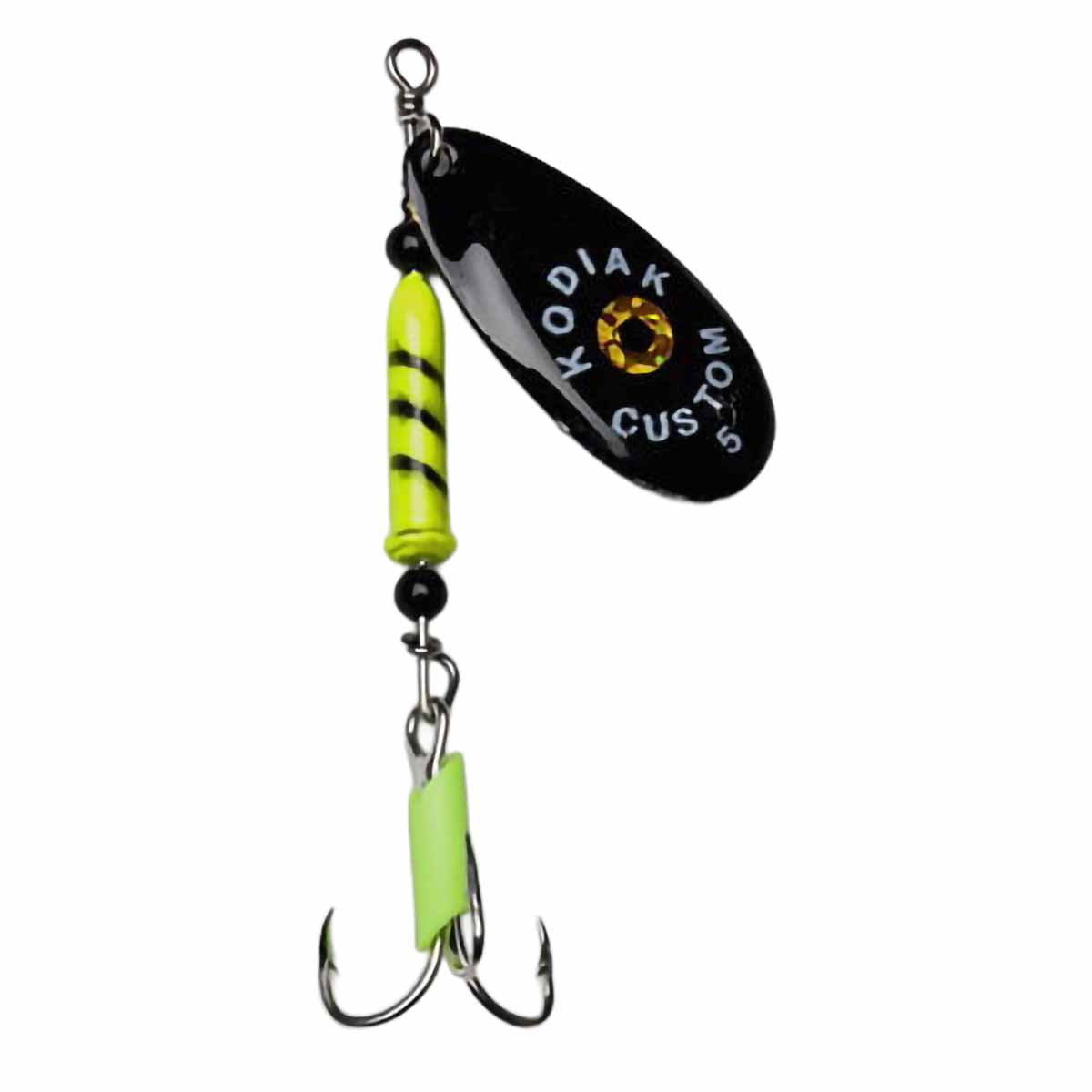 buy custom fishing lures Kodiak Gold Eye Spinner #4 Fl Blk/Chr Ultralight Fishing daiwa 4500 saltist MQ 3 3/4 long Colour:Lilla