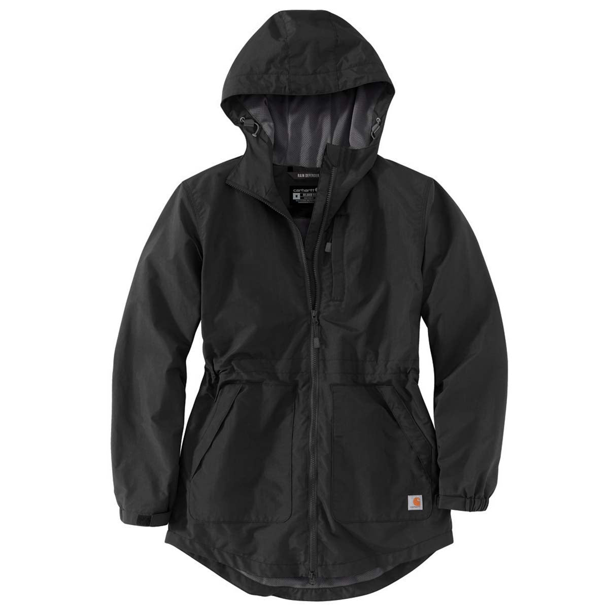 Carhartt Women's Rain Defender Hooded Lightweight Coat, Large, Black
