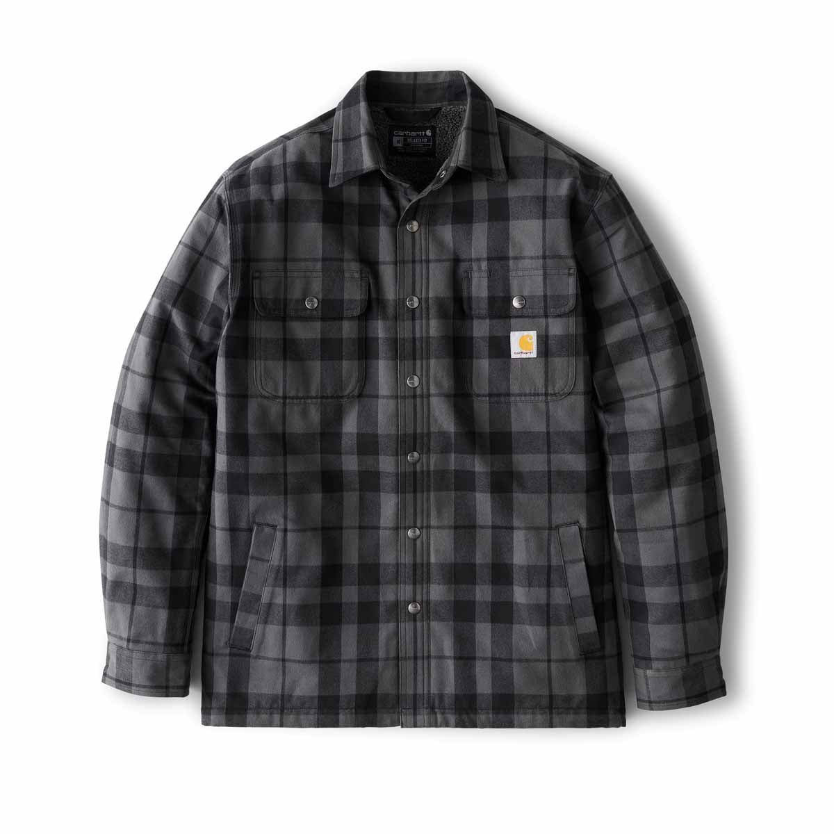Carhartt Men's Relaxed Fit Flannel Sherpa Lined Hooded Shirt Jac